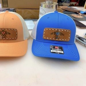 Blue thunderbird leather patch hat